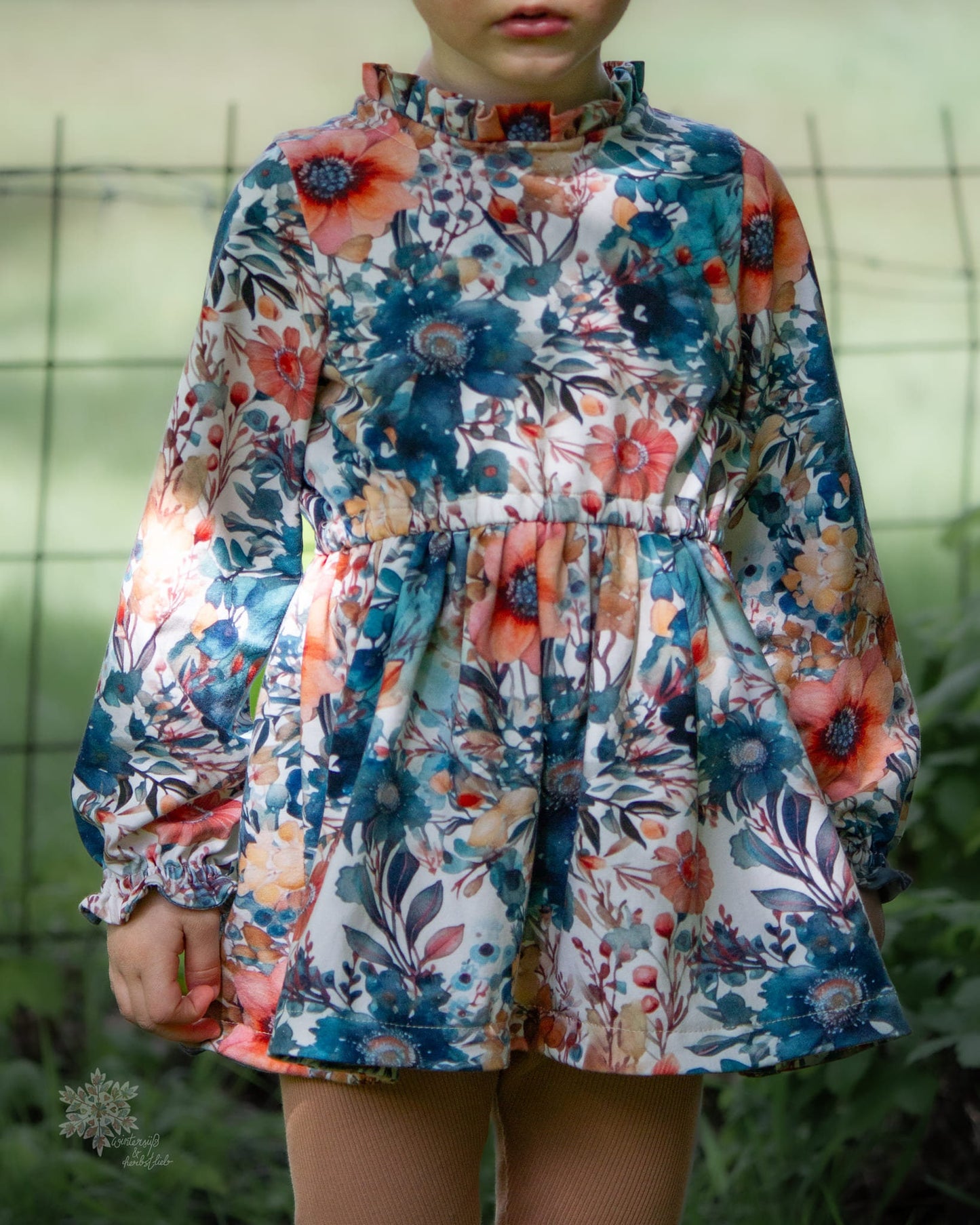 PDF eBook Schnittmuster Nähanleitung Bluse Tunika Kleid Pusteblume für Kinder Mädchen (Größe 86-152) - langarm Rüsche, festlich, Weihnachten