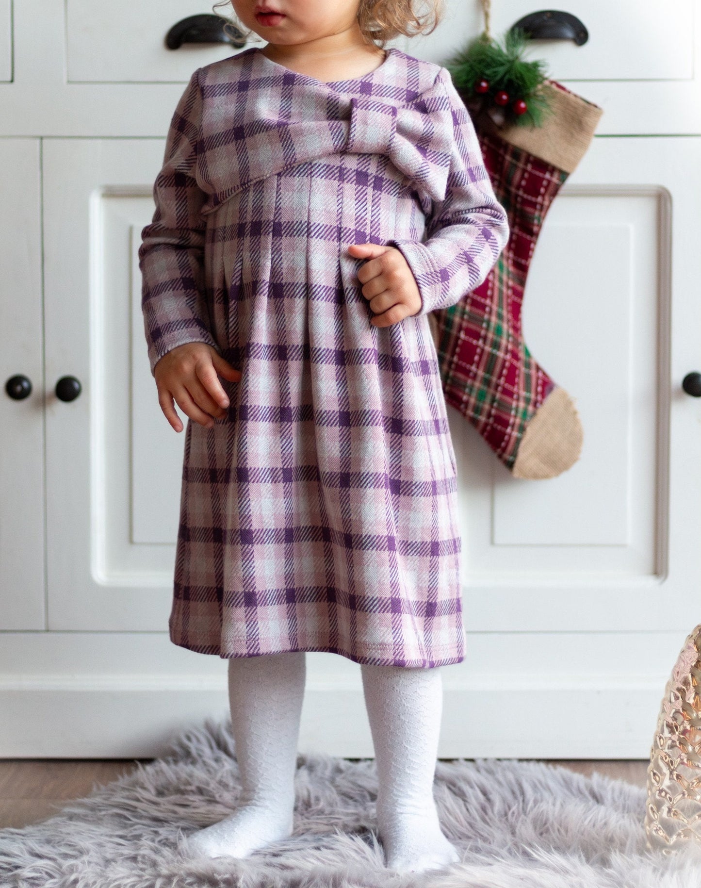 PDF Sewing Pattern Tutorial Tunic Dress Bow Glow (Size 86-152) for Girls Long Sleeve Bow Festive Christmas Wedding