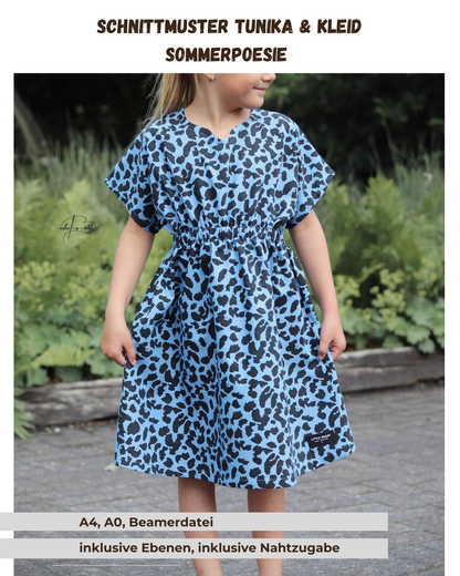 Sewing pattern for a tunic dress | PDF download | Sizes 86-152