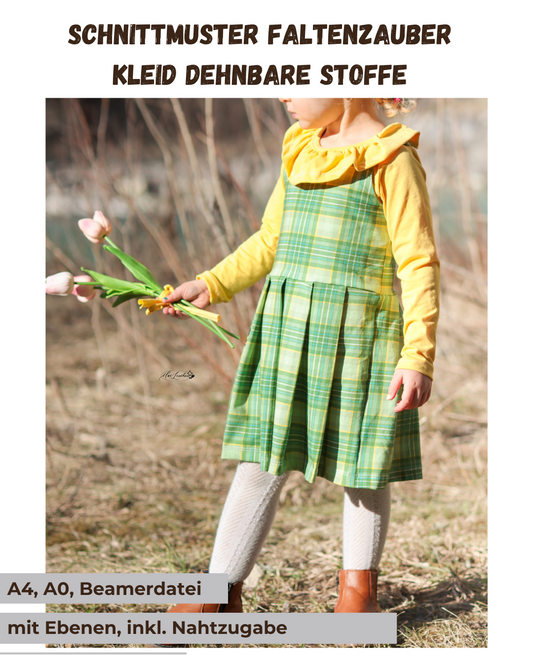 Schnittmuster Faltenzauber für dehnbare Stoffe - Kleid | PDF-Download | Größen 86-152