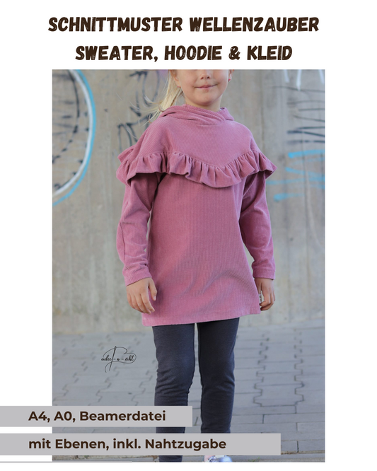 Schnittmuster Wellenzauber – Sweater, Hoodie & Kleid| PDF-Download | Größen 86-152