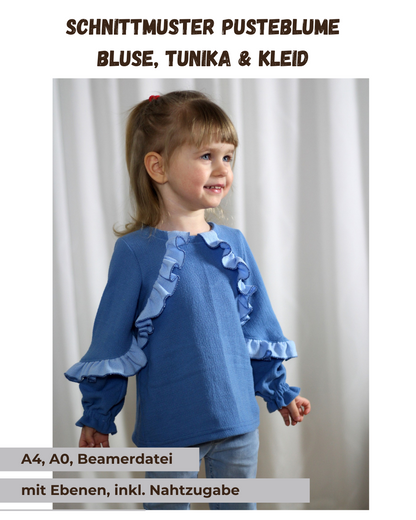 Schnittmuster Pusteblume – Bluse, Tunika & Kleid | PDF-Download | Größen 86-152
