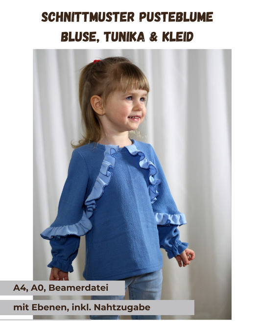Schnittmuster Pusteblume – Bluse, Tunika & Kleid | PDF-Download | Größen 86-152