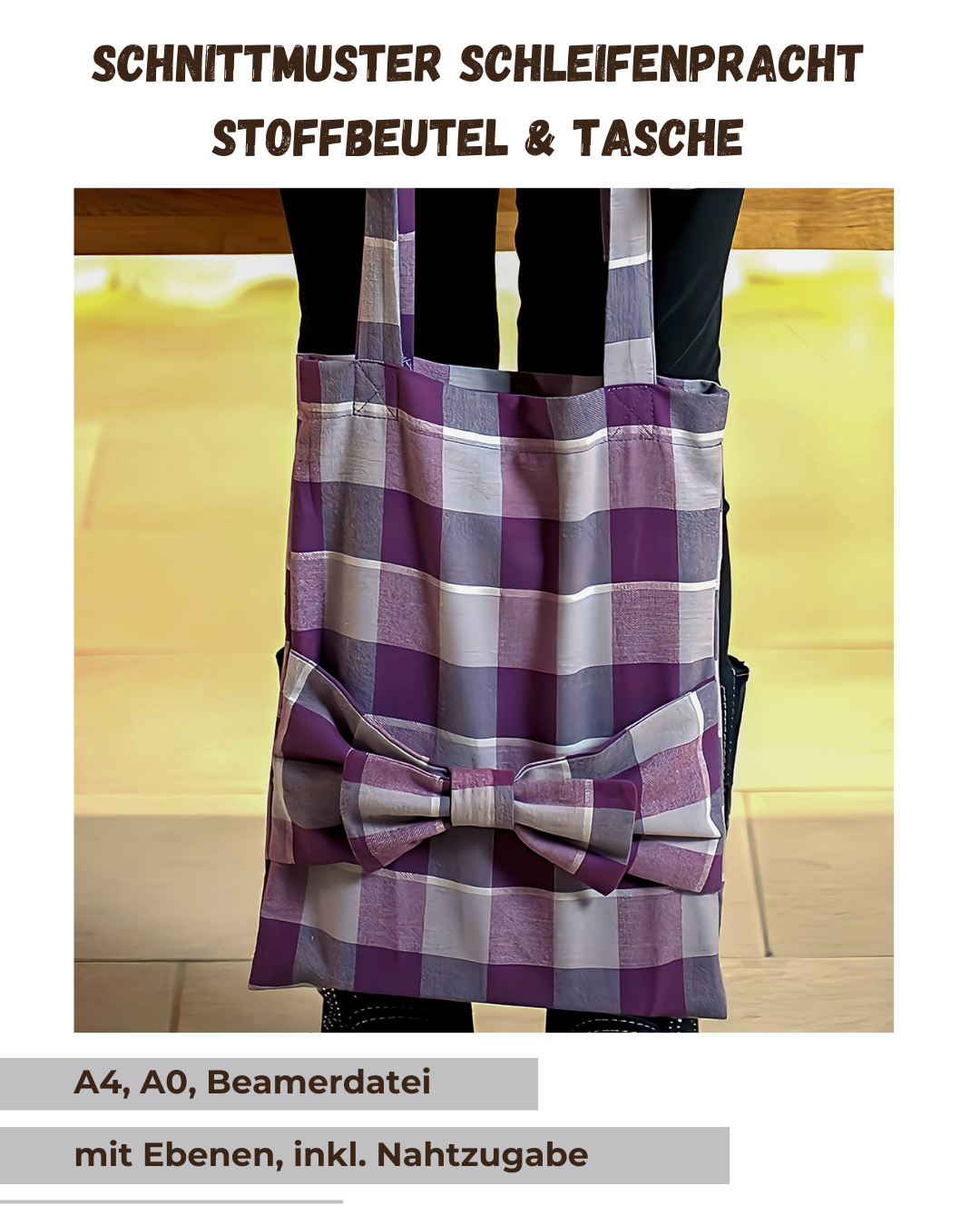 Schnittmuster Schleifenpracht – Tasche/Stoffbeutel  | PDF-Download | 3 Größen
